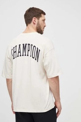 Zdjęcie produktu Champion t-shirt bawełniany męski kolor beżowy z nadrukiem 219855
