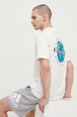 Zdjęcie produktu Champion t-shirt bawełniany męski kolor beżowy z nadrukiem 219788