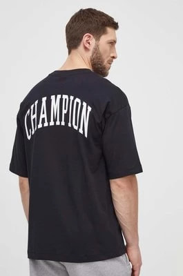 Zdjęcie produktu Champion t-shirt bawełniany męski kolor czarny z nadrukiem 219855