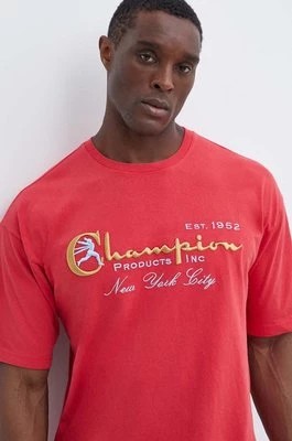 Zdjęcie produktu Champion t-shirt bawełniany męski kolor czerwony z aplikacją 219998