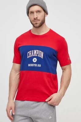 Zdjęcie produktu Champion t-shirt bawełniany męski kolor czerwony z nadrukiem 219853
