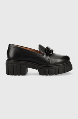 Zdjęcie produktu Charles Footwear mokasyny skórzane Saline damskie kolor czarny na platformie Saline.Loafer