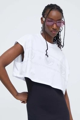 Zdjęcie produktu Chiara Ferragni t-shirt bawełniany LOGOMANIA damski kolor biały 76CBHG04
