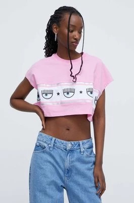 Zdjęcie produktu Chiara Ferragni t-shirt bawełniany LOGOMANIA damski kolor różowy 76CBHL02