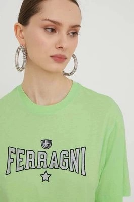 Zdjęcie produktu Chiara Ferragni t-shirt bawełniany STRETCH damski kolor zielony 76CBHC02