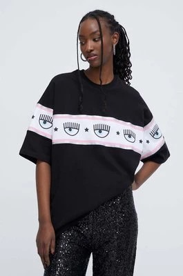 Zdjęcie produktu Chiara Ferragni t-shirt bawełniany LOGOMANIA damski kolor czarny 76CBHL01