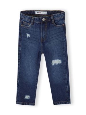 Zdjęcie produktu Ciemne jeansy o luźnym kroju dla dziewczynki z przetarciami Minoti