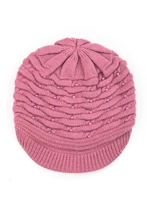 Zdjęcie produktu Ciemno-różowa czapka damska z perełkami Shelvt