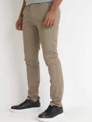 Zdjęcie produktu Ciemnobeżowe Bawełniane Spodnie z Prostymi Nogawkami Sonisa