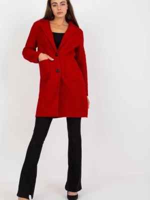 Zdjęcie produktu Ciemnoczerwony pluszowy płaszcz z zapięciem OCH BELLA