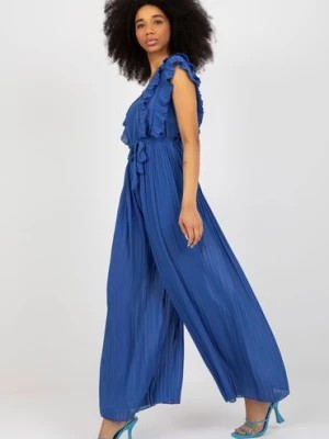 Zdjęcie produktu Ciemnoniebieski plisowany kombinezon ze spodniami OCH BELLA