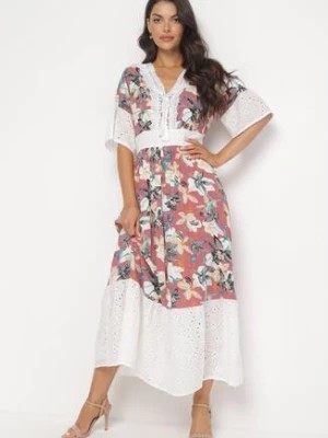 Zdjęcie produktu Ciemnoróżowa Rozkloszowana Sukienka Maxi z Falbankami Odenna