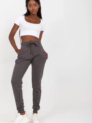 Zdjęcie produktu Ciemnoszare melanżowe dresowe spodnie basic jogger BASIC FEEL GOOD