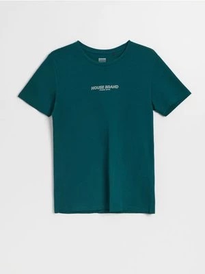 Zdjęcie produktu Ciemnozielona koszulka slim fit z napisem House