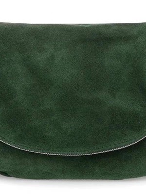 Zdjęcie produktu Ciemnozielona vera pelle zamszowa torebka skórzana listonoszka zielony Merg