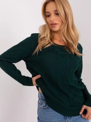 Zdjęcie produktu Ciemnozielony damski sweter we wzory