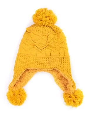 Zdjęcie produktu Ciepła czapka damska z pomponami żółta Shelvt