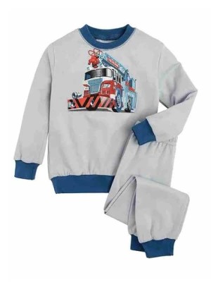 Zdjęcie produktu Ciepła piżama dla chłopca szara Tup Tup- wóz strażacki