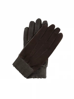 Zdjęcie produktu Ciepłe rękawiczki męskie ze skóry licowej i zamszu Kazar
