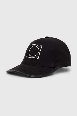 Zdjęcie produktu Coach czapka z daszkiem bawełniana kolor czarny z aplikacją