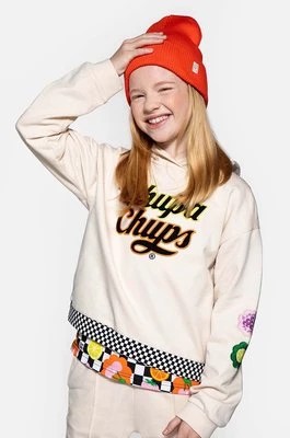 Zdjęcie produktu Coccodrillo bluza bawełniana dziecięca kolor beżowy z kapturem z nadrukiem