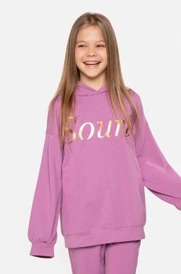 Zdjęcie produktu Coccodrillo bluza dziecięca kolor fioletowy z kapturem z nadrukiem