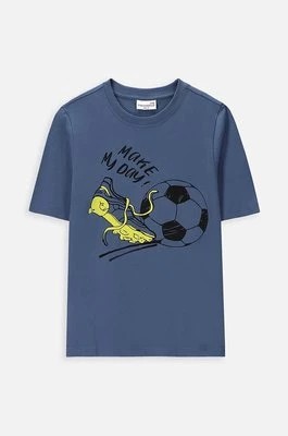 Zdjęcie produktu Coccodrillo t-shirt bawełniany dziecięcy kolor niebieski z nadrukiem