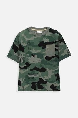 Zdjęcie produktu Coccodrillo t-shirt bawełniany dziecięcy kolor zielony wzorzysty