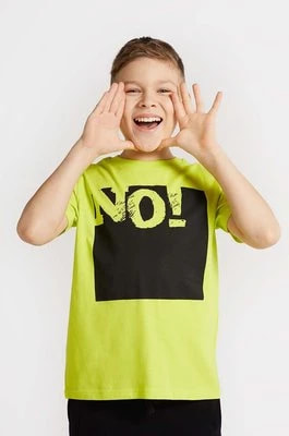 Zdjęcie produktu Coccodrillo t-shirt bawełniany dziecięcy kolor zielony z nadrukiem