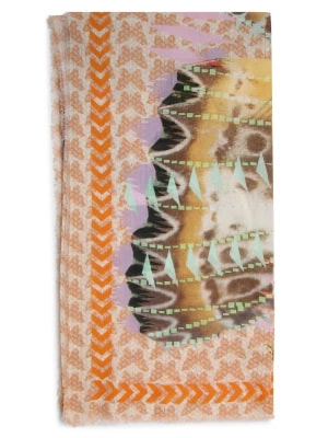 Zdjęcie produktu Codello Szalik damski Kobiety Bawełna beżowy|pomarańczowy|wielokolorowy wzorzysty,