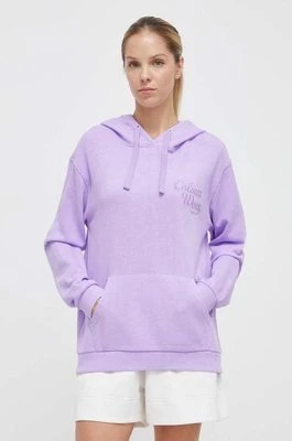 Zdjęcie produktu Colourwear bluza bawełniana damska kolor fioletowy z kapturem gładka