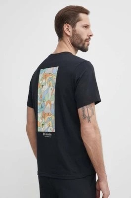 Zdjęcie produktu Columbia t-shirt bawełniany Explorers Canyon kolor czarny wzorzysty 2036451