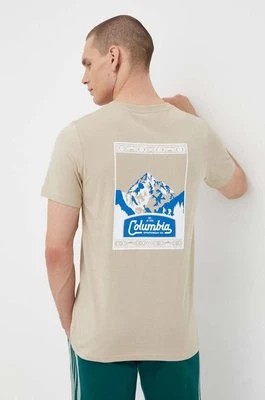 Zdjęcie produktu Columbia t-shirt bawełniany kolor beżowy z nadrukiem