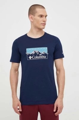 Zdjęcie produktu Columbia t-shirt bawełniany kolor granatowy z nadrukiem
