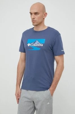 Zdjęcie produktu Columbia t-shirt bawełniany kolor niebieski z nadrukiem 1934814.SS23-106
