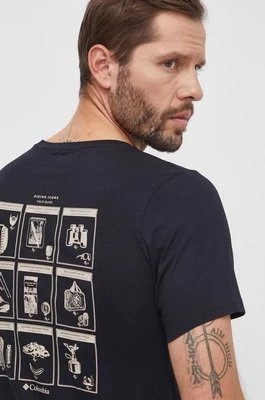 Zdjęcie produktu Columbia t-shirt bawełniany Rapid Ridge męski kolor czarny z nadrukiem 1934824