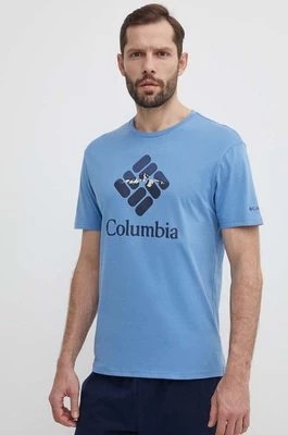 Zdjęcie produktu Columbia t-shirt bawełniany Rapid Ridge kolor niebieski z nadrukiem 1888813