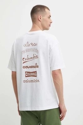 Zdjęcie produktu Columbia t-shirt Burnt Lake męski kolor biały z nadrukiem 2071711
