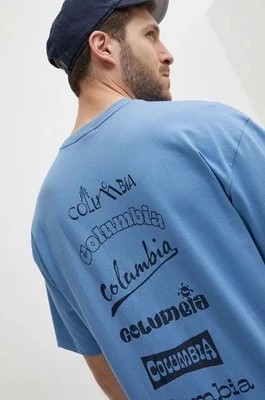 Zdjęcie produktu Columbia t-shirt Burnt Lake męski kolor niebieski z nadrukiem 2071711