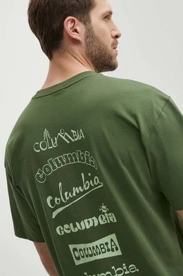 Zdjęcie produktu Columbia t-shirt Burnt Lake męski kolor zielony z nadrukiem 2071711
