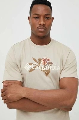 Zdjęcie produktu Columbia t-shirt męski kolor beżowy z aplikacją