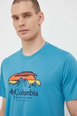 Zdjęcie produktu Columbia t-shirt sportowy Columbia Hike kolor niebieski z nadrukiem