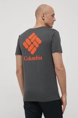 Zdjęcie produktu Columbia t-shirt sportowy Tech Trail Graphic kolor szary z nadrukiem