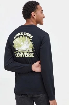 Zdjęcie produktu Converse longsleeve bawełniany kolor czarny z nadrukiem