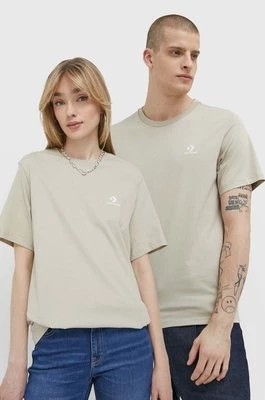 Zdjęcie produktu Converse t-shirt bawełniany kolor beżowy gładki