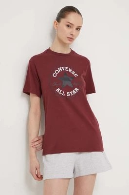Zdjęcie produktu Converse t-shirt bawełniany kolor bordowy z nadrukiem