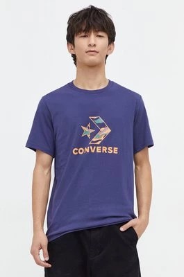 Zdjęcie produktu Converse t-shirt bawełniany męski kolor granatowy z nadrukiem