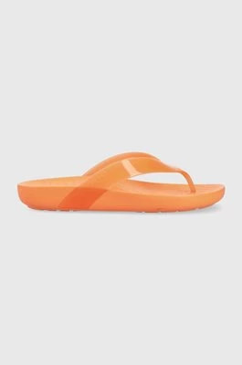 Zdjęcie produktu Crocs japonki Splash Glossy Flip damskie kolor pomarańczowy na płaskim obcasie 208534