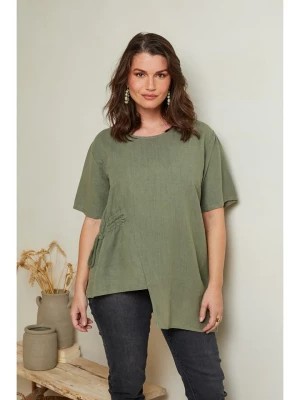 Zdjęcie produktu Curvy Lady Lniana koszulka w kolorze khaki rozmiar: 40/42