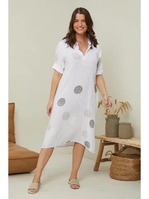 Zdjęcie produktu Curvy Lady Lniana sukienka w kolorze białym ze wzorem rozmiar: 40/42
